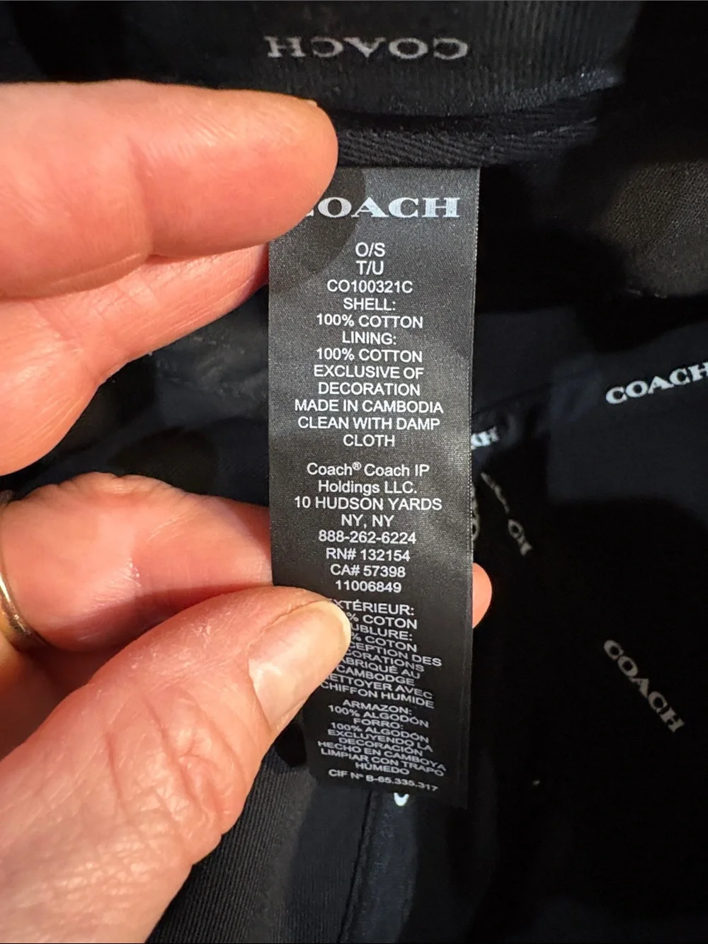 Coach Black Embroidered Logo Baseball Cap - Picture 3 of 8